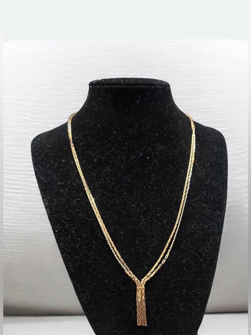 Rose Gold Plated Double-Strand Tassel Necklace - Women Jewelry